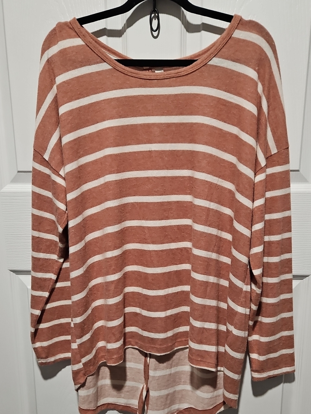 Cato Rust and White Striped Long-Sleeve Top